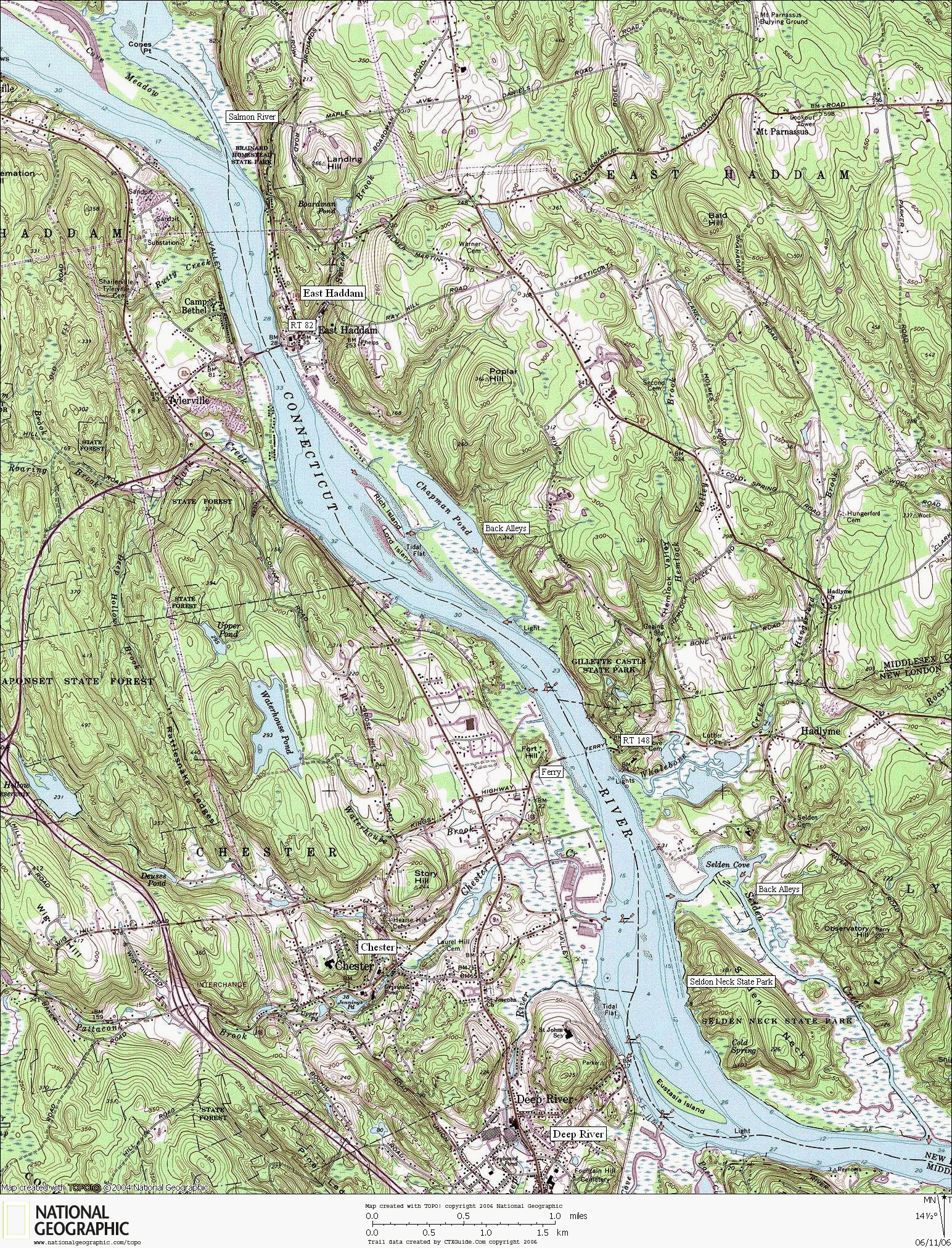 Connecticut, Whitewater, Kayaking, Canoeing, Map, Deep River