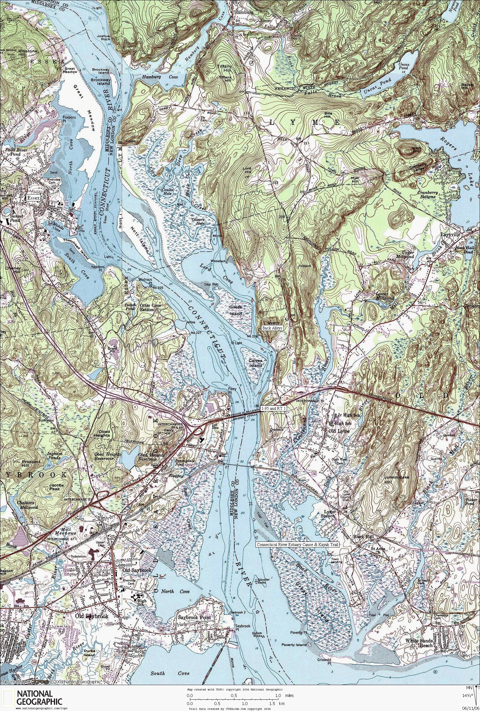Connecticut, Whitewater, Kayaking, Canoeing, Map, Old Saybrook